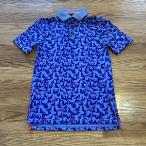 Greyson Youth Seals and Wolf Pring Polo Boys L 8-9 Blue Golf Performance Preppy